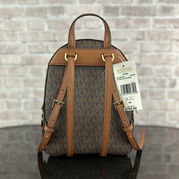 MICHAEL KORS JAYCEE XS BACKPACK MK SIGNATURE CONVERTIBLE SHOULDER BAG $398 Brown - Picture 7 of 8